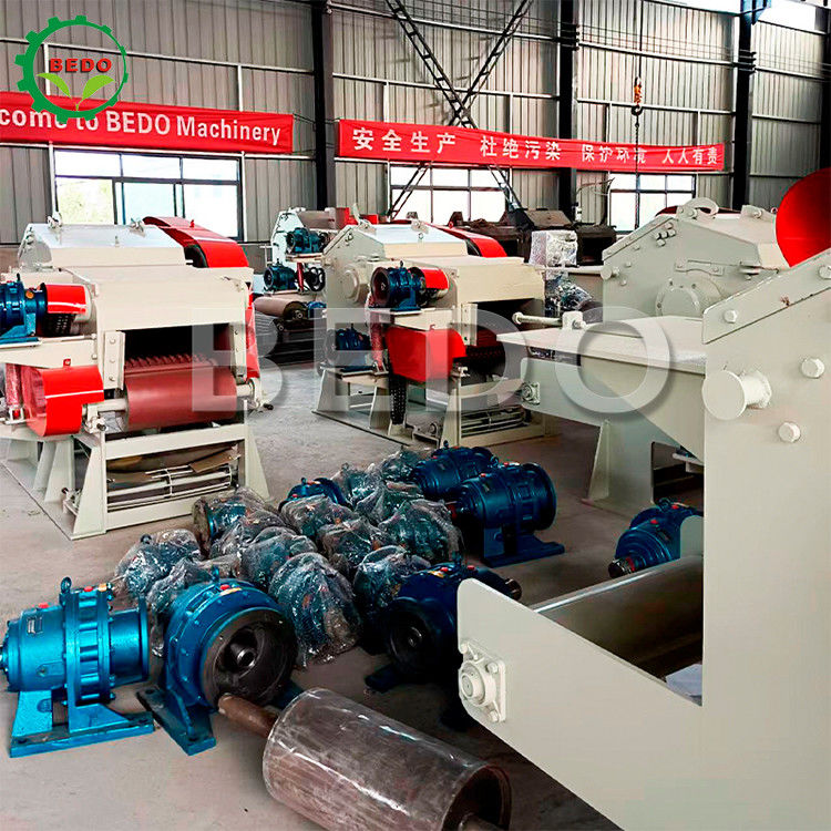 55KW 590rpm Commercial Wood Crusher Machine Drum Type Chipper Shredder Heavy Duty