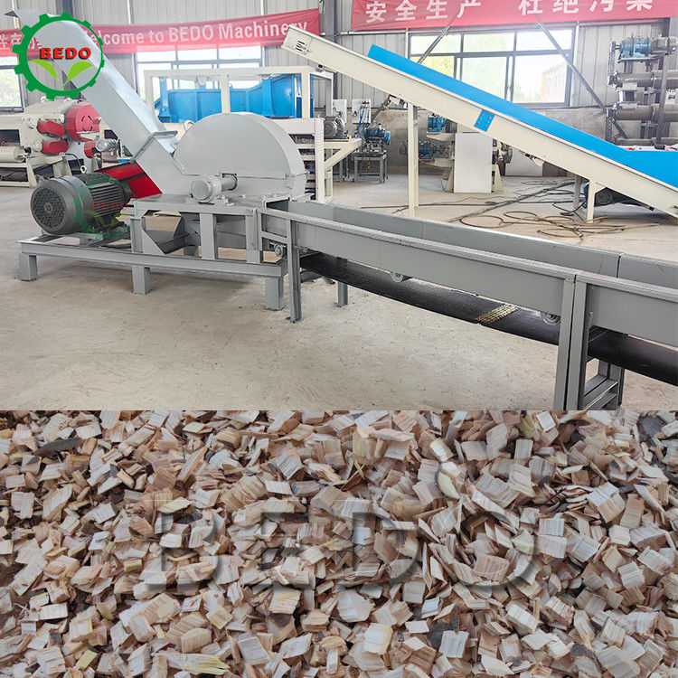 37KW Forestry Wood Chipper Machine Feed Conveyor 25-35mm Chips Drum Type Shredder