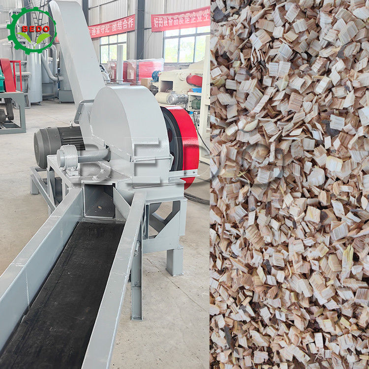 3-5t/h Capacity Electric Wood Chipper Machine Automatic Feed Conveyor Drum Type Shredder