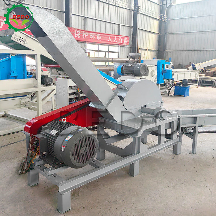 6pcs Blades Electric Wood Chipper Machine 3kw Feed Conveyor Drum Type Heavy Duty Shredder