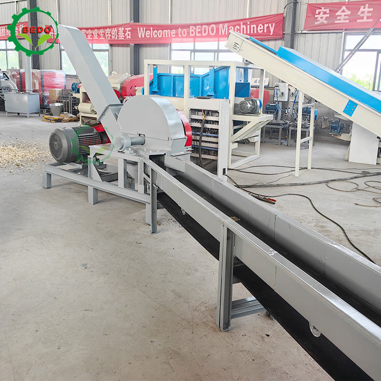 6pcs Blades Electric Wood Chipper Machine 3kw Feed Conveyor Drum Type Heavy Duty Shredder