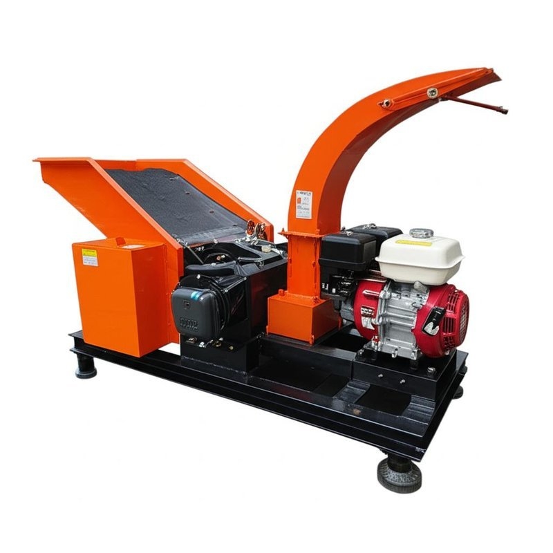 As Customer's Request Wood Chipper Machine with 2pcs Blades and Hydraulic Motor Feed Conveyor Power