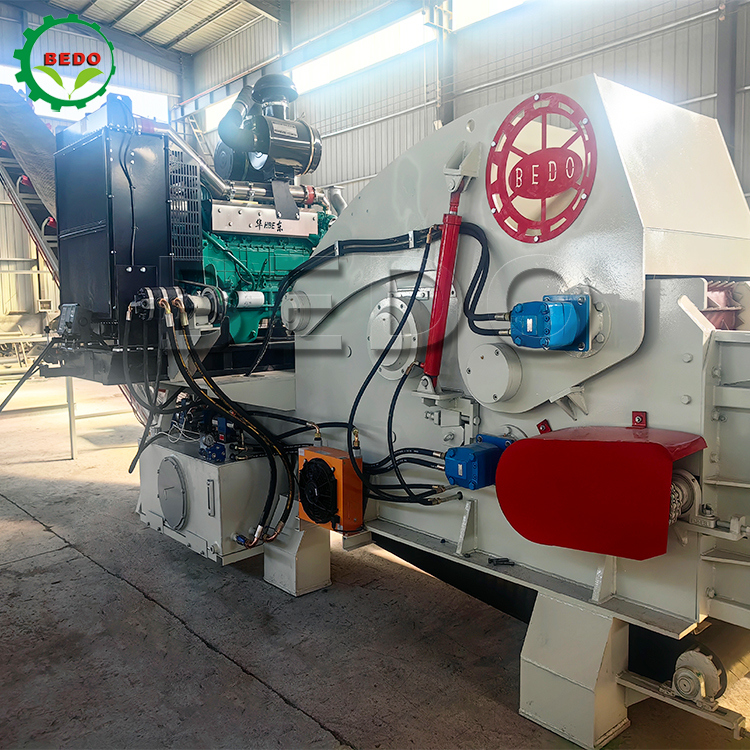 700x400mm Inlet Automatic 2pcs Blades Wood Chipping Machine Drum Type Industrial Shredder Equipment