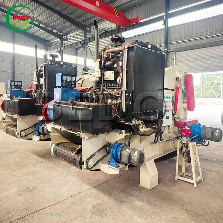 Diesel Engine 235HP Wood Chipper Machine Large Scale Wood Processing Heavy Duty Drum Type Shredder