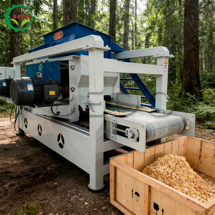 125mm Roller Wood Shavings Machine Carbon Steel Body 7.5kw Dual Main Shaft Equipment