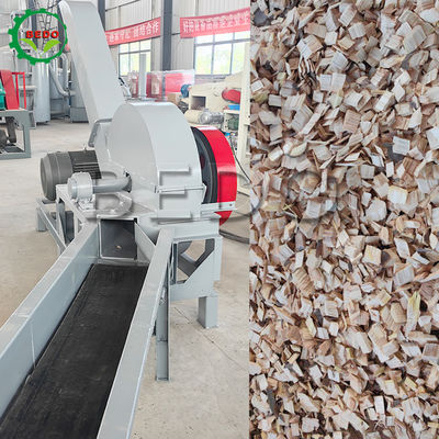 3-5t/h Capacity Electric Wood Chipper Machine Automatic Feed Conveyor Drum Type Shredder