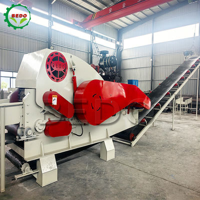 Coconut Shell Husk Wood Chipper Machine Diesel Mobile 55HP for Indonesia Charcoal and Coir Processing